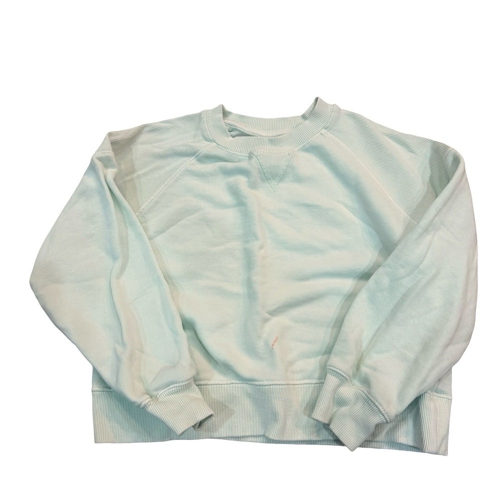 Zara Sweatshirt Mint Green Ribbed Shoulder Raglan Kids Size 8-9